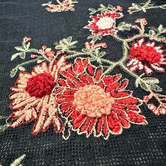 Anthropologie Maeve cadiz mesh top - Floral Embroidered Black Mesh Top - Picture 9 of 9